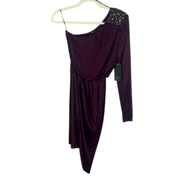Aidan by Aidan Mattox Purple Asymmetrical Pleated Midi Dress Size 0 - Picture 14 of 15